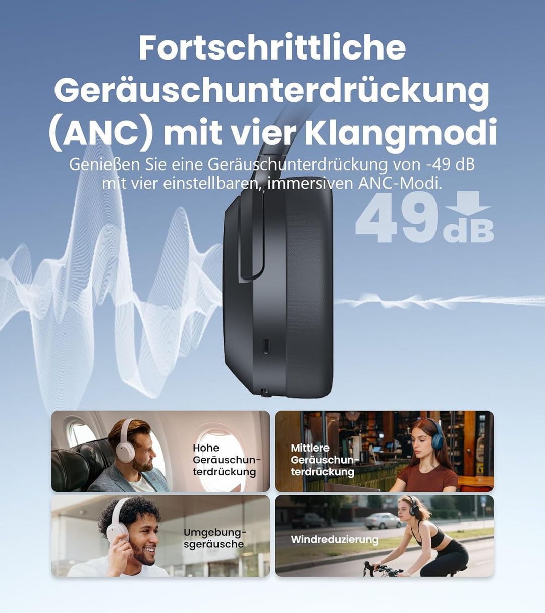 Edifier W820NB Plus Gen 2 Faltbarer Bluetooth V6.1 Over-Ear-Kopfhörer mit -49 dB Geräuschunterdrücku