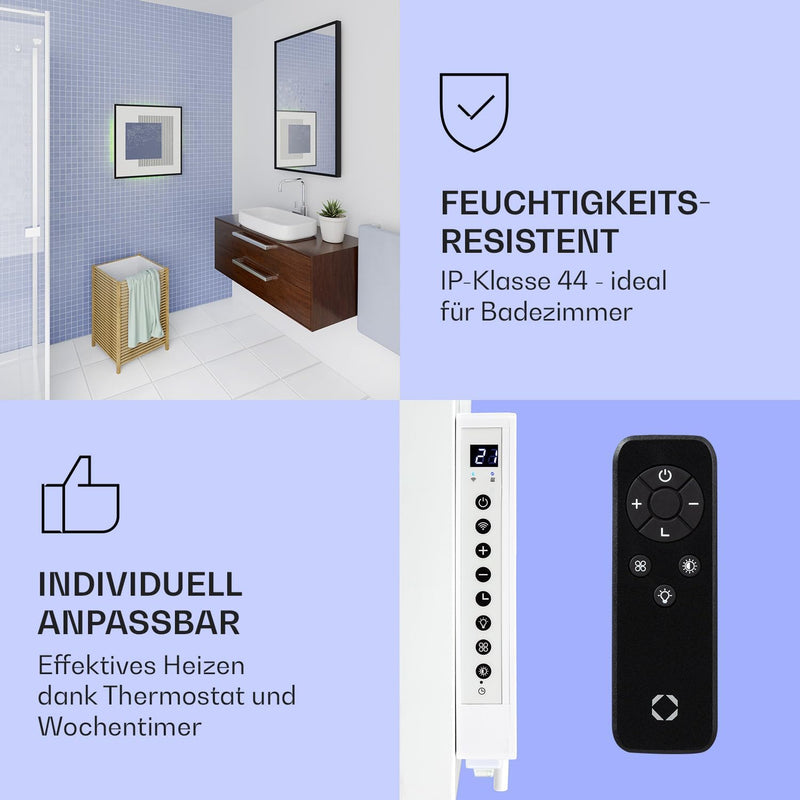 Klarstein 2-in-1 Infrarotheizung & Konvektor, Infrarotheizung mit Thermostat 500W, IP44-Infrarotheiz