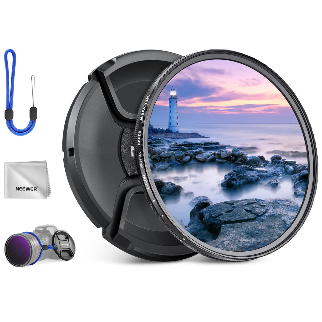 NEEWER 82mm ND2-32 (1-5 Stops) Variabler ND Filter Graufilter mit Objektivdeckel Reinigungstuch, Prä