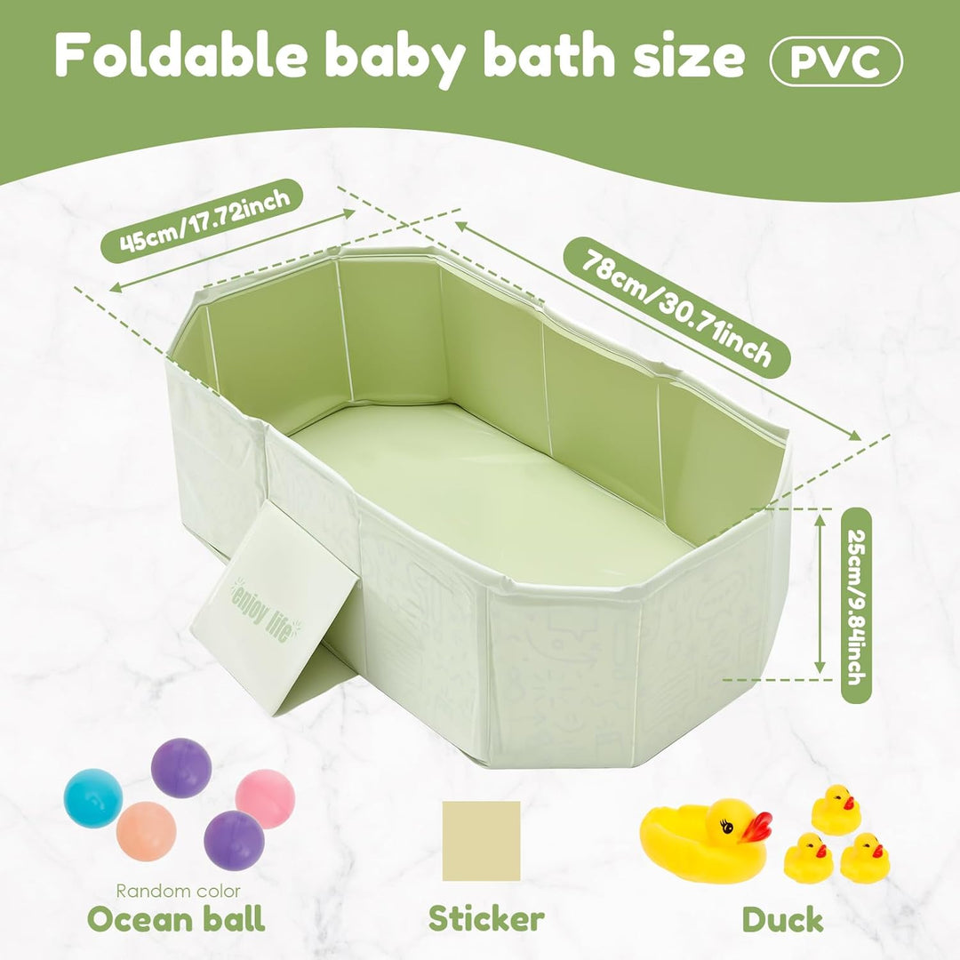 Baby Badewanne Faltbare, Grosse Kleinkindbadewanne mit 5 Kugeln 5 Enten Integrierte Badewanne Kinder