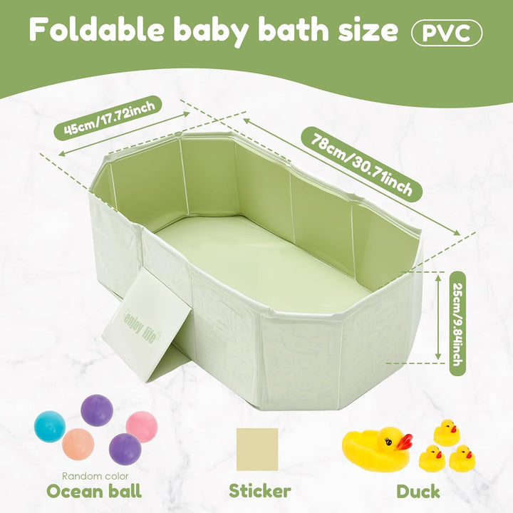 Baby Badewanne Faltbare, Grosse Kleinkindbadewanne mit 5 Kugeln 5 Enten Integrierte Badewanne Kinder