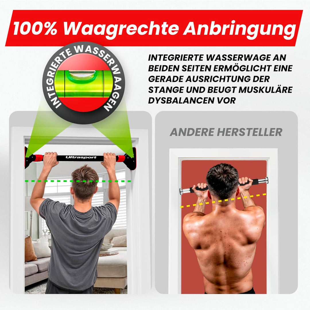 Ultrasport Klimmzugstange, Türreck, verstellbar von 66,5 cm bis 93 cm, ohne Schrauben montierbar, ru
