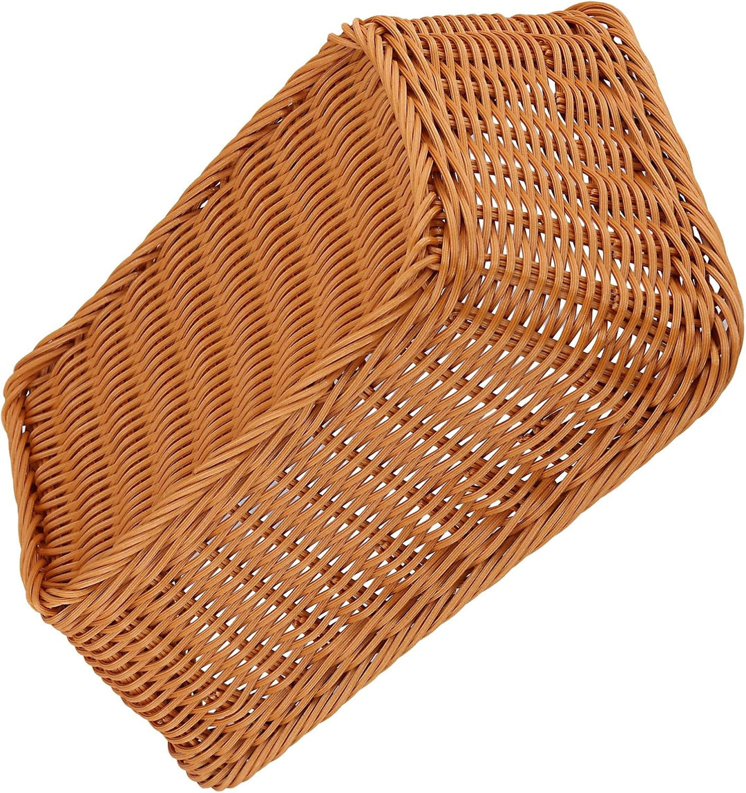 FUNSUEI 4 Stück 30 x 20 x 10 cm Brotkorb Kunststoff, Brotkörbchen Plastik Rechteckig, Rattan Korb Br
