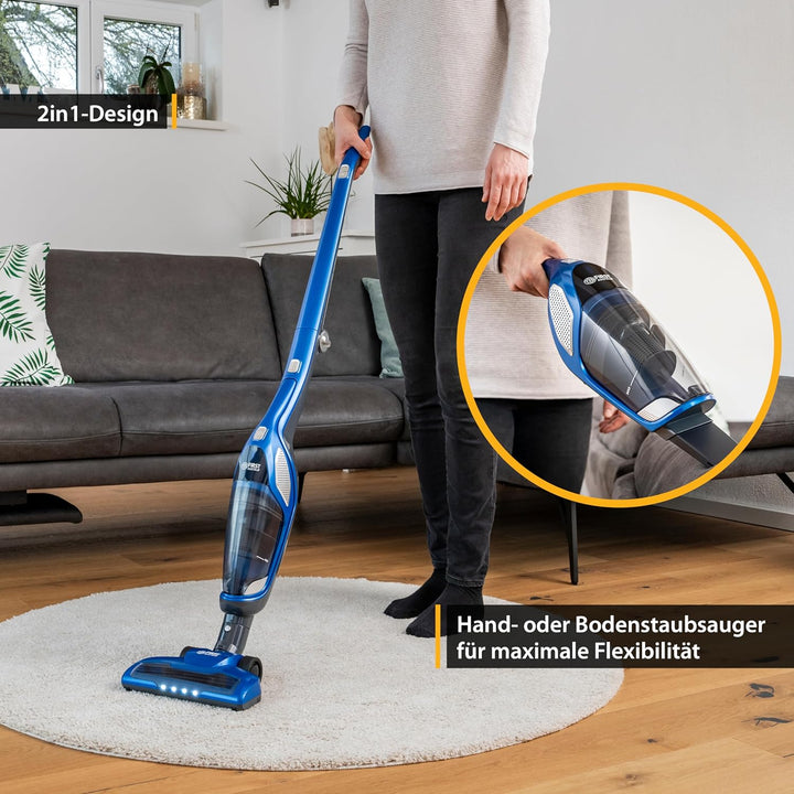 TZS First Austria 2in1 Stiel- und Handstaubsauger | bis zu 60 min Akkulaufzeit | Bodenbürste mit LED