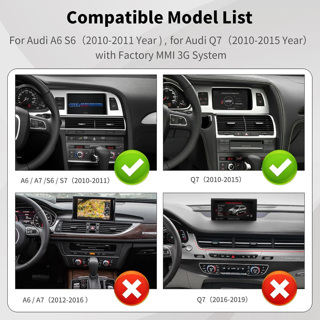 Road Top CarPlay Wireless Modul für Audi A6 S6 Q7 MMI 3G, CarPlay Interface | Für Audi A6/S6 (2010–2