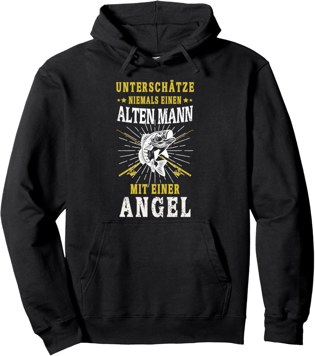 unterschätze niemals einen alten Mann mit einer Angel Pullover Hoodie