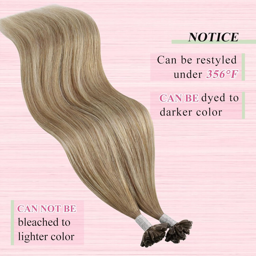 YoungSee Extensions Echthaar Bondings Ombre Bonding Extensions Echthaar Braun Ombre Blond U Tip Exte
