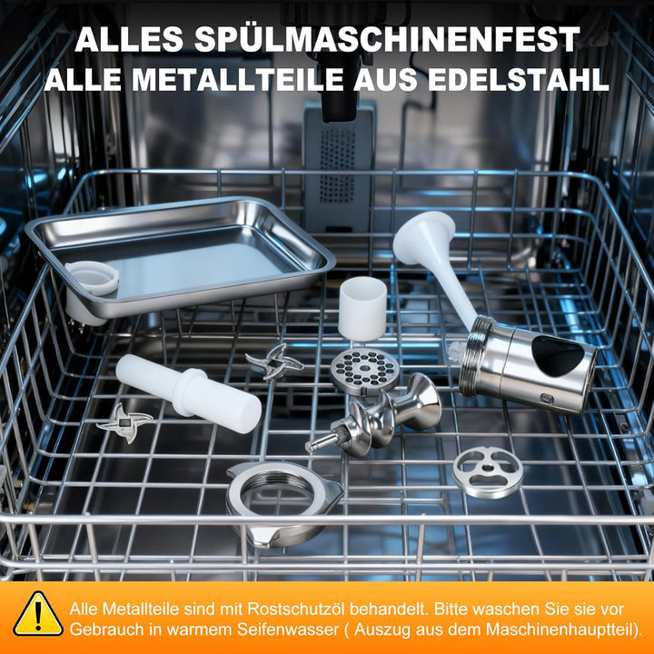 Anatole Fleischwolf Elektrisch Edelstahl Integral 1100W Profi Hackfleisch Maschine Multi Wurstmaschi