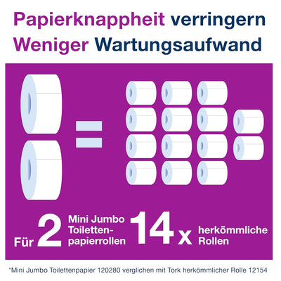 Tork 120280 Mini Jumbo Toilettenpapier in Advanced Qualität für das Tork T2 Mini Jumbo Toilettenpapi