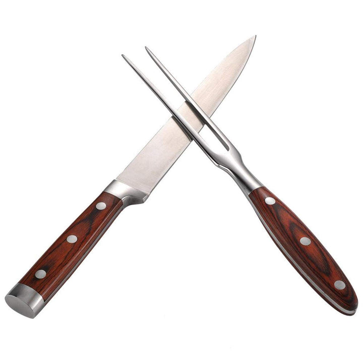 EVTSCAN Schnitzmesser und Gabel Set, Edelstahl Premium BBQ Fleisch Truthahn Braten Küche Abendessen
