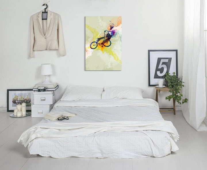 BMX II 90x60cm Wandbild SPORTBILD Aquarell Art tolle Farben von Paul Sinus