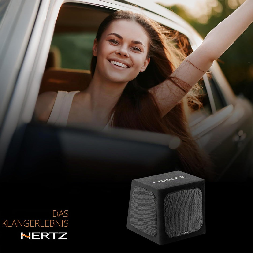 Hertz DBA 201 – 200-mm Aktiv-Subwoofer in Bassreflex-Gehäuse, 440W Peak, Class-AB-Verstärker mit LP-