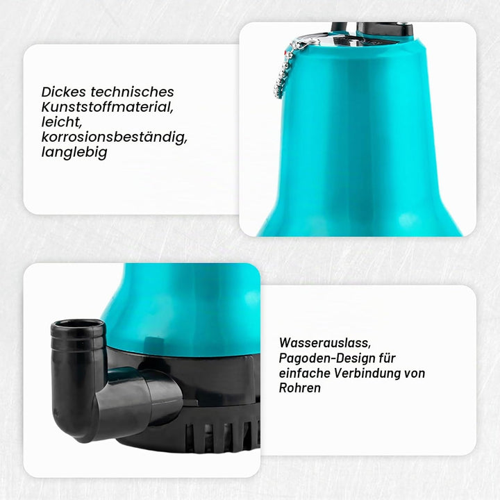 Tauchpumpe Schmutzwasser Mini Wasserpumpe DC 12V Tauchwasserpumpe 50W 4200L/H Wassertransferpumpe fü
