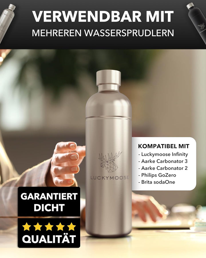 Luckymoose® Flasche für Aarke Carbonator 3, Philips GoZero & Brita sodaOne Wassersprudler - Spülmasc