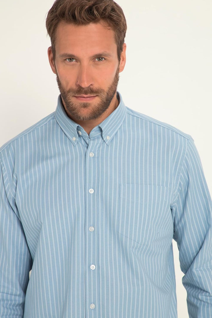 JP 1880 Herren grosse Grössen Übergrössen Menswear L-8XL Oxford-Hemd, Langarm, Buttondown-Kragen, Mo