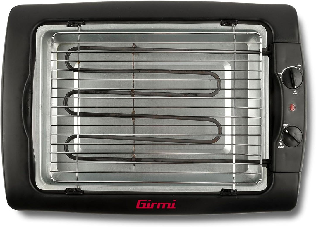 Girmi BQ12 Elektrischer Grill, 2000 W, INOX-Grillrost, 34 x 24,5 cm, Temperaturregelung, Komplett ze