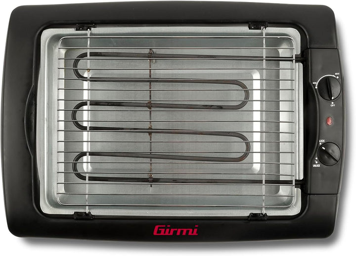 Girmi BQ12 Elektrischer Grill, 2000 W, INOX-Grillrost, 34 x 24,5 cm, Temperaturregelung, Komplett ze
