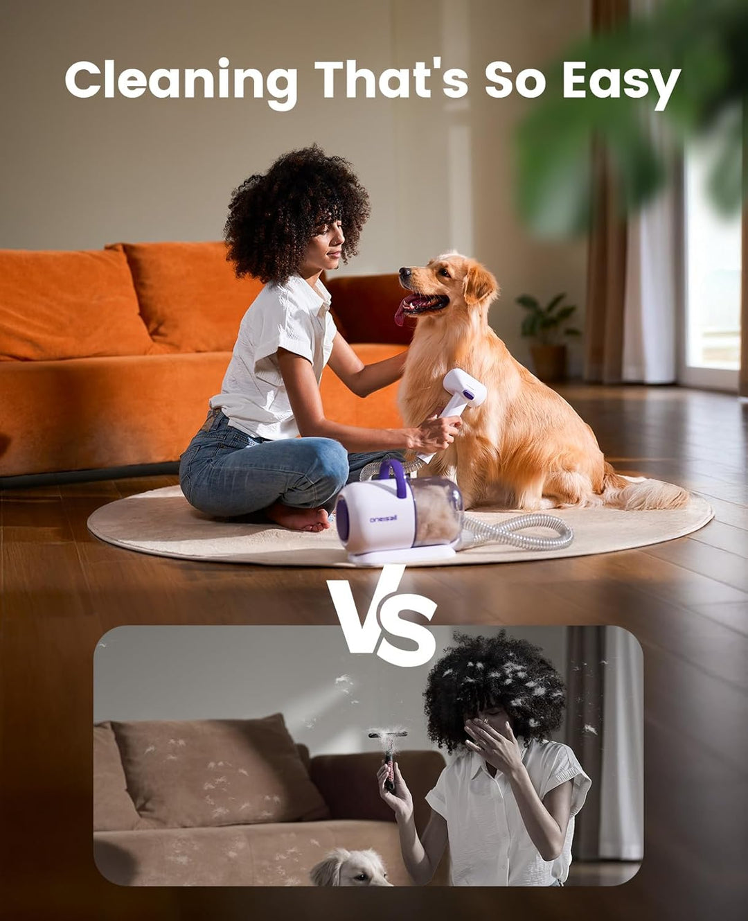 oneisall hundestaubsauger mit bürste, Super Saugkraft mit 12000Pa, Tierhaar staubsauger von der Bürs
