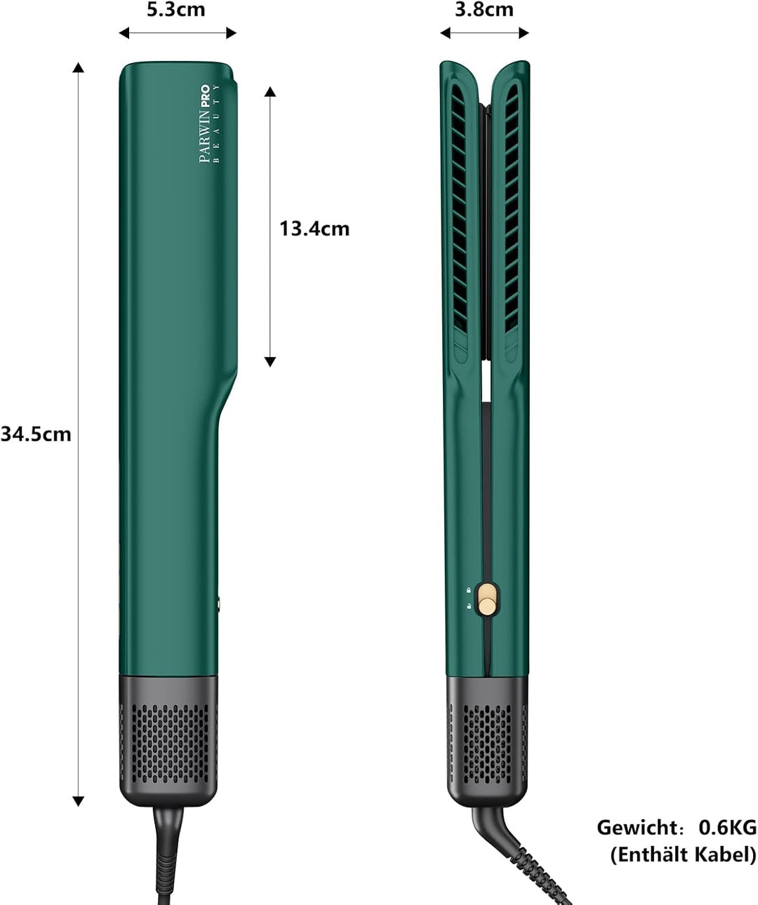 Air Haarglätter, PARWIN PRO BEAUTY Ionen Air Glätteisen, Nass bis Trocken, Ohne Heizplatten, Ohne Hi