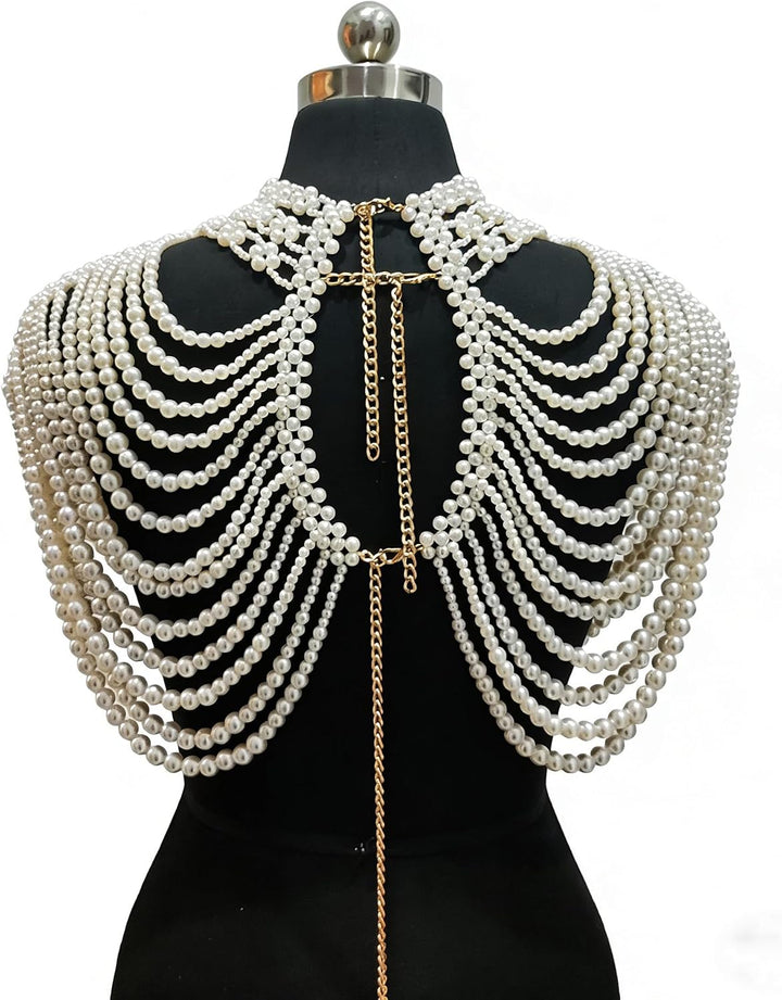 Vintage-Perlen-Umhang, Damenschal, Perlen-Capelet für Braut, Hochzeit, Steampunk-Kostüm Einheitsgrös