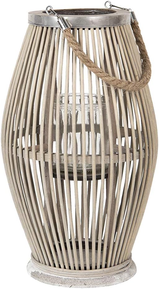 Clayre & Eef Laterne Ø 23 * 40 cm grau Holz/Glas 6RO0470M