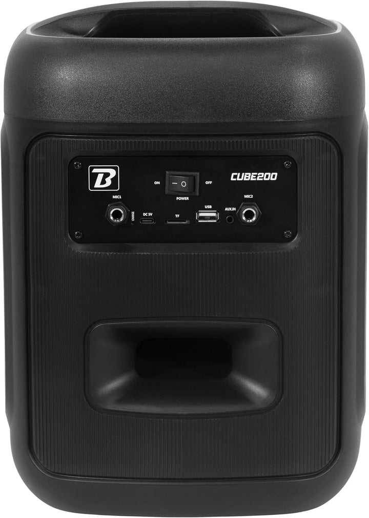 BoomTone DJ Cube 200 – Tragbarer Karaoke-Lautsprecher 200 W mit Bluetooth 5.0, integriertem LED-Lich