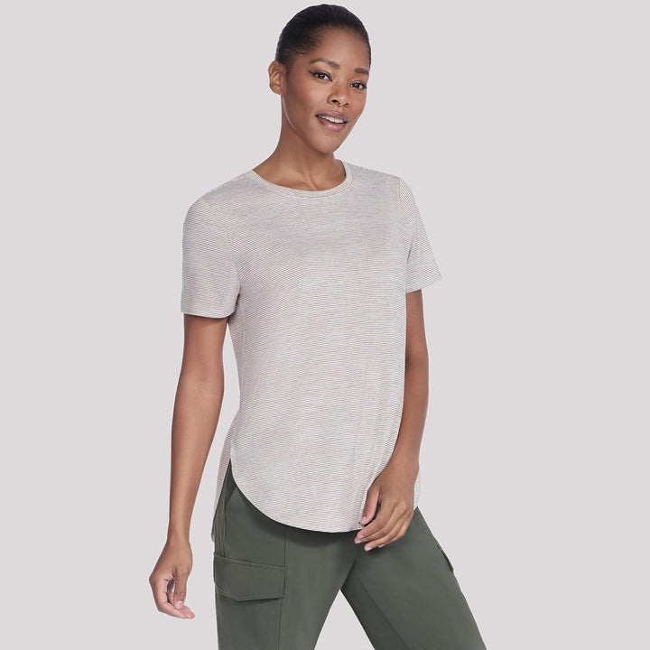 Skechers Damen Godri Swift T-Shirt (1er Pack) S Egret/Desert Swift Stripe, S Egret/Desert Swift Stri