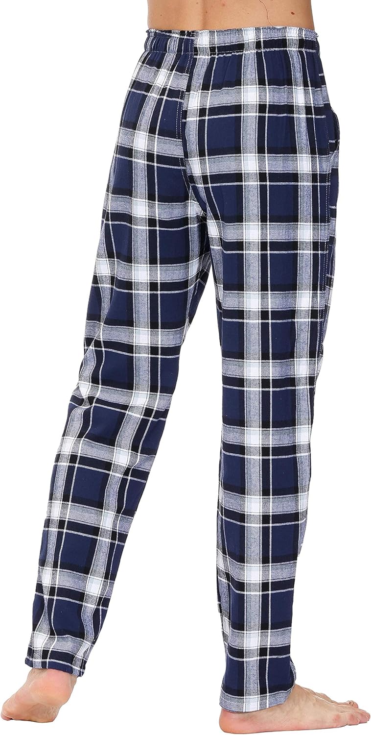 MoFiz Herren Pyjamahose Warm Lang Baumwolle Weich Schlafanzughose Kariert Winter Nachtwäsche Freizei