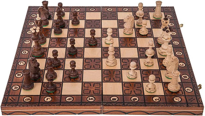 Square - Schach Schachspiel - JUNIOR LUX - 41 x 41 cm - Schachfiguren & Schachbrett aus Holz