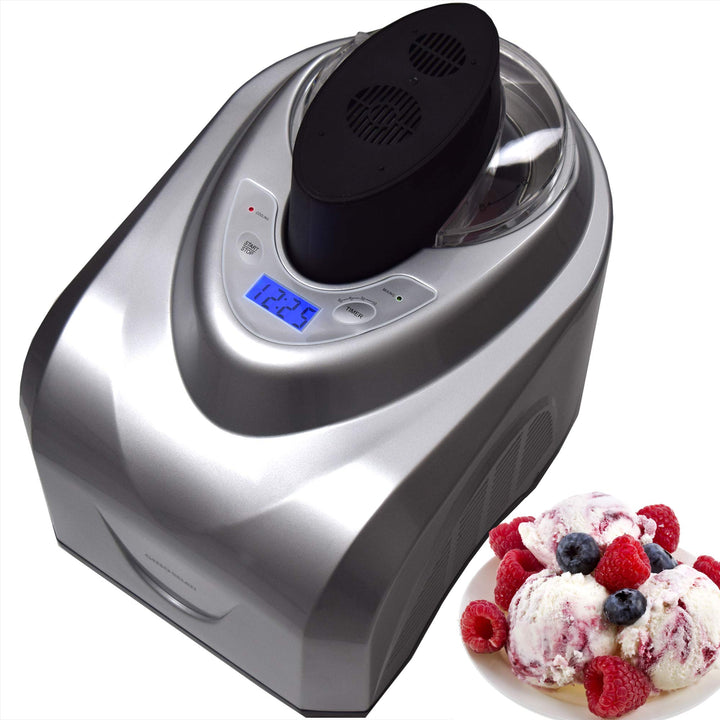 Syntrox Germany Eismaschine mit Kompressor-Frozen Yogurt-Milchshake Maschine-Flaschenkühler Gino Gel