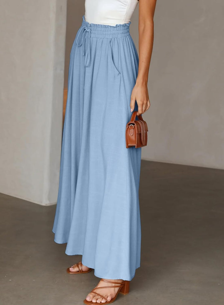 Dokotoo Sommerhose Damen Leicht Palazzo Hose Elegant Sommer High Waist Baggy Freizeithose Baumwolle