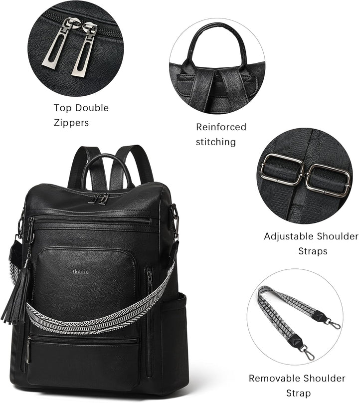 Shrrie rucksack damen elegant geeignet für 15,6Zoll-Notebooks Langlebig wasserdicht Damen aus Leder