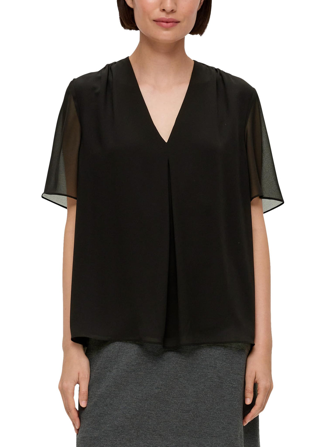 s.Oliver BLACK LABEL Bluse mit V-Ausschnitt, Schwarz