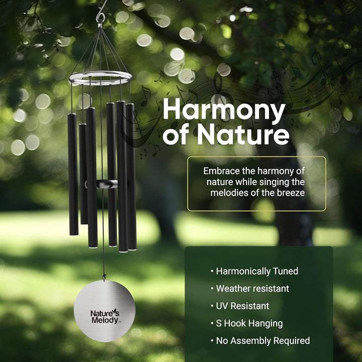 Nature's Melody Windspiel für den Aussenbereich, mit 6 Röhren, mit Pentaton-Skala, 100% rostfreiem A