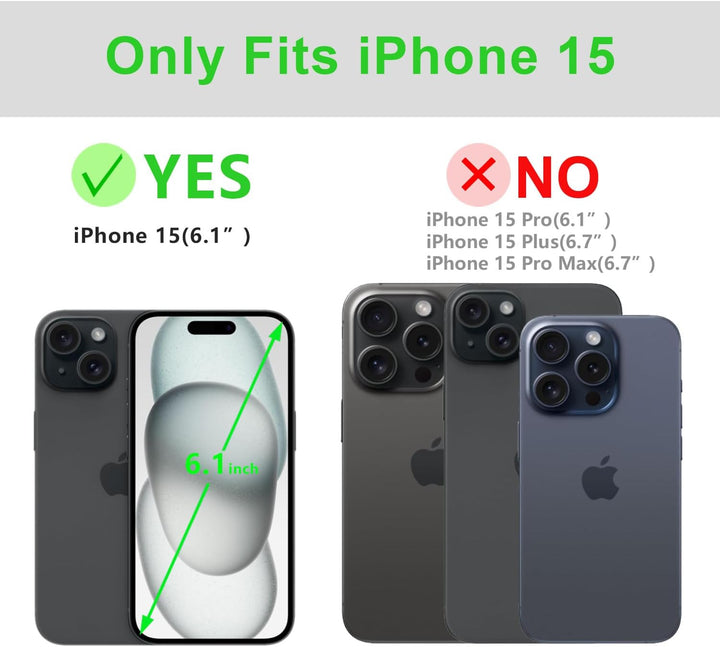 LENSUN Echtleder Hülle für iPhone 15, Handyhülle [Echtes Leder][Kartenfach][RFID Schutz] Handytasche