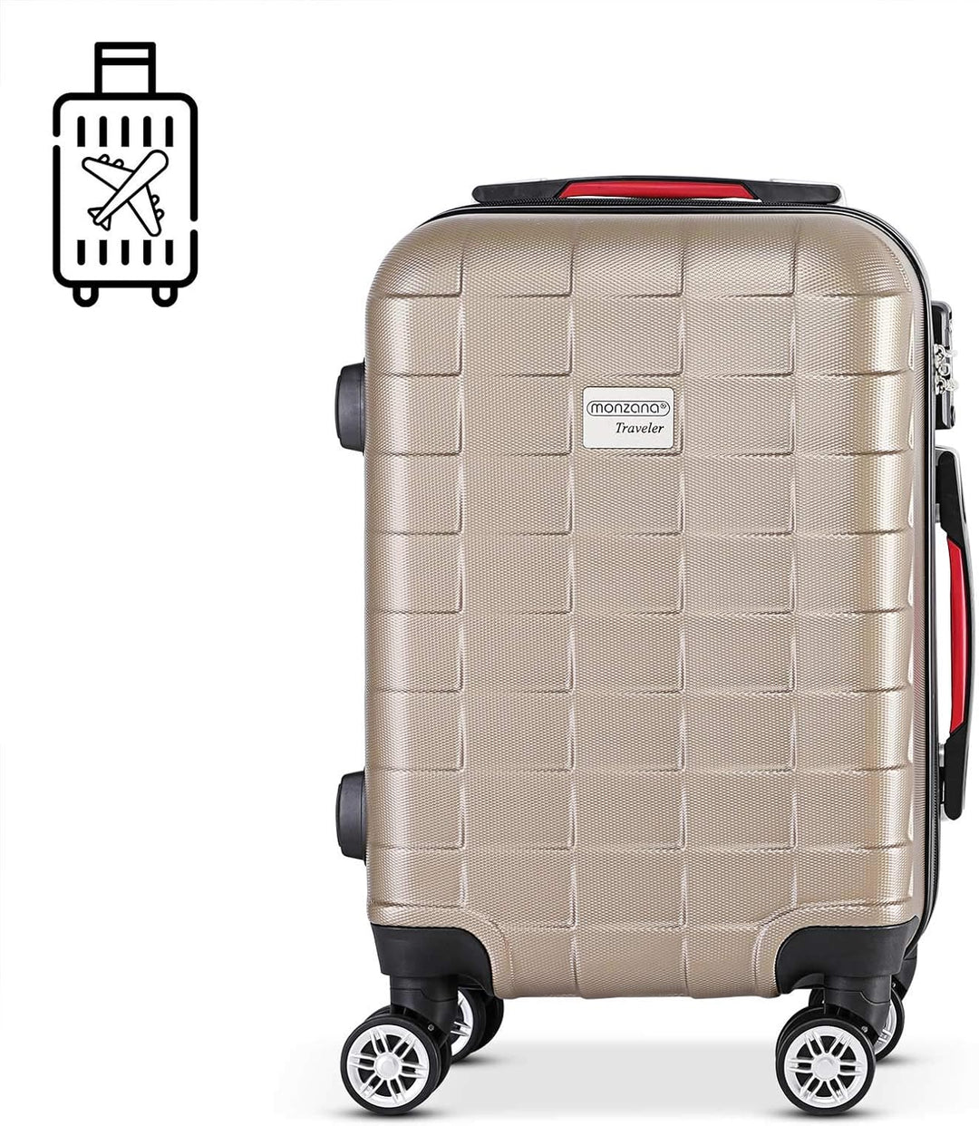 MONZANA® 2er Set Koffer Boardcase M, XL Gelgriffe TSA Schloss Reisekoffer Trolley Kofferset Handgepä
