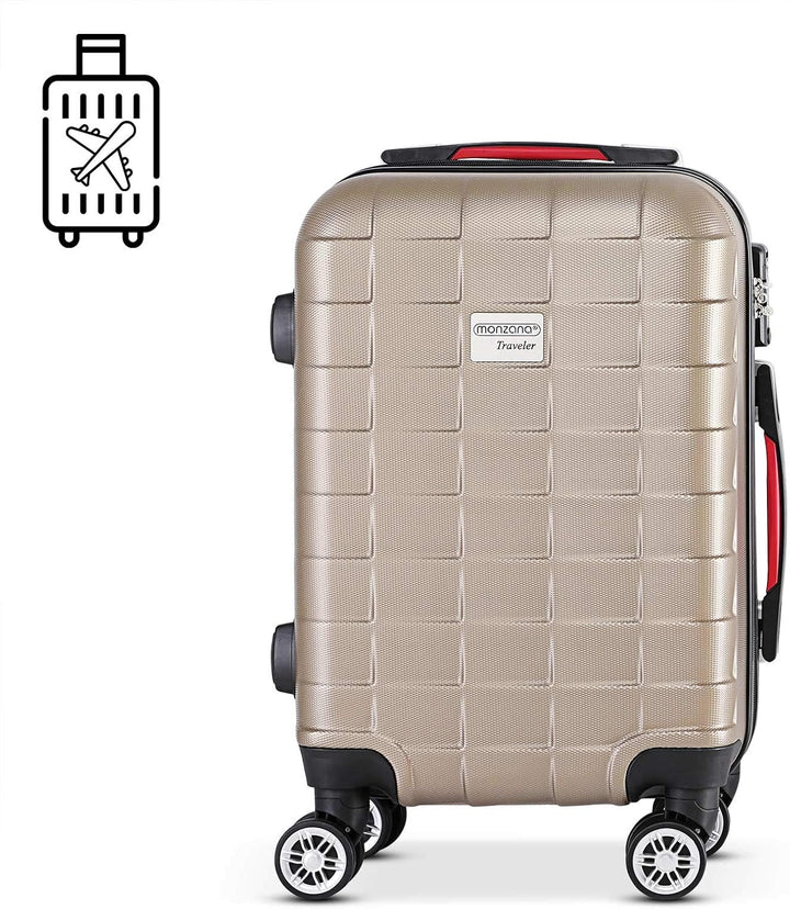 MONZANA® 2er Set Koffer Boardcase M, XL Gelgriffe TSA Schloss Reisekoffer Trolley Kofferset Handgepä