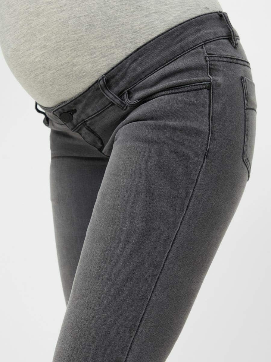 MAMALICIOUS Damen Mllola Slim Grey Jeans A. Noos Umstandshose, Grey Denim, 34W 34L EU