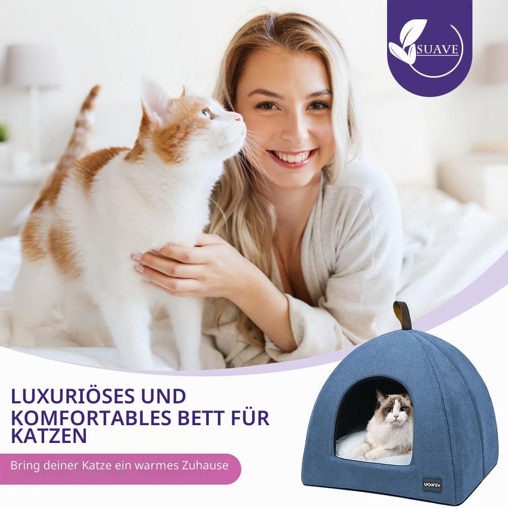 Voarge Katzenhöhle Katzenbett, weiche Katzenhöhle, weiche warme Plüsch-Katzenbetten, Katzennest mit
