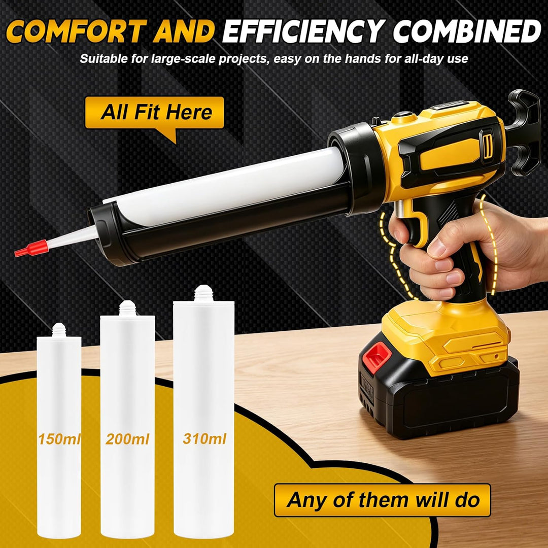Akku Kartuschenpresse für DeWalt 20V, Anti-Tropf-Funktion & LED-Licht, 4-stufige Geschwindigkeitsreg