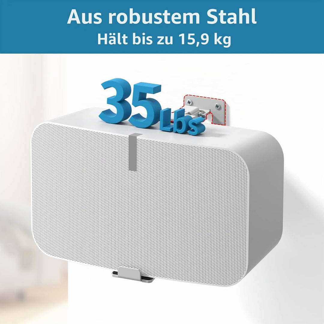 Yibracki Robuste Lautsprecherhalterung für Sonos Five & Play 5 Gen 2, weiss, unterstützt 15,9 kg Wei