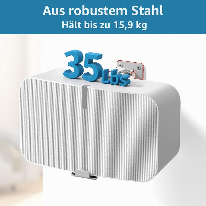 Yibracki Robuste Lautsprecherhalterung für Sonos Five & Play 5 Gen 2, weiss, unterstützt 15,9 kg Wei