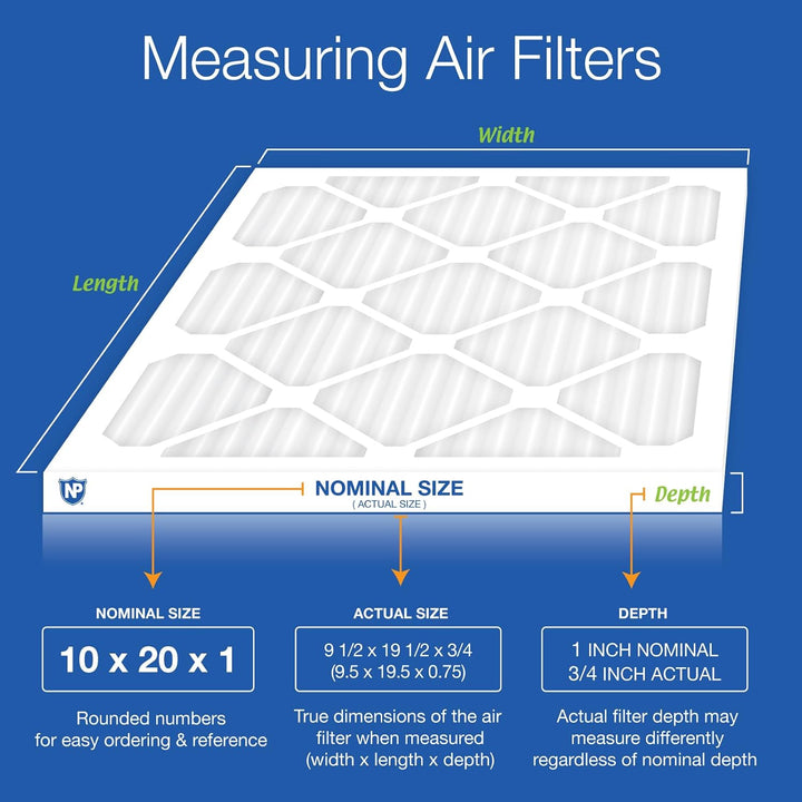 Nordic Pure Merv 12 Bundfaltenhose Klimaanlage Ofen Filter, Box von 6, 10x20x1M12-6, 49.5L x 24.1B x