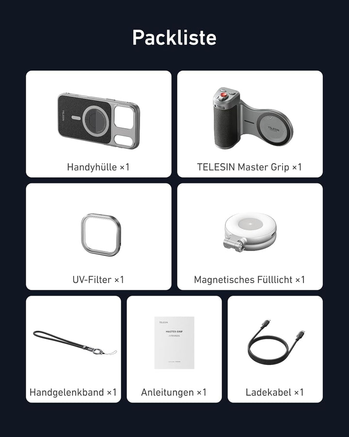 【Nur für iPhone 17 Pro】 TELESIN Master Grip Kit, Magnetic Kameragriff Creator Kit für iPhone 17 Pro