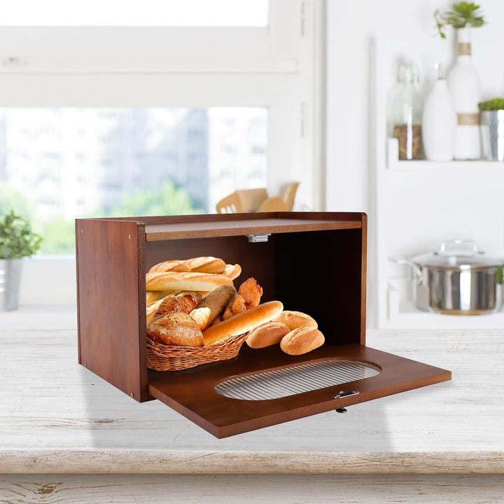 Brotkasten Holz für Küchenarbeitsplatte, Aufbewahrungsbox, Küche Brotbehälter, Corner Bread Box, Bra