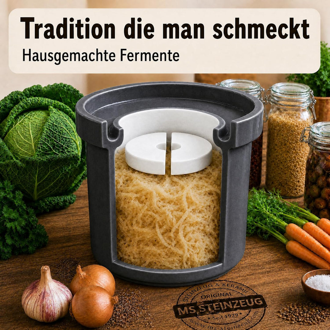 Gärtopf Mini Fermentation 1 Liter steingrau Milchsäuregärung Konservieren Einmachen gesunde Ernährun