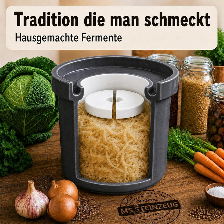 Gärtopf Mini Fermentation 1 Liter steingrau Milchsäuregärung Konservieren Einmachen gesunde Ernährun