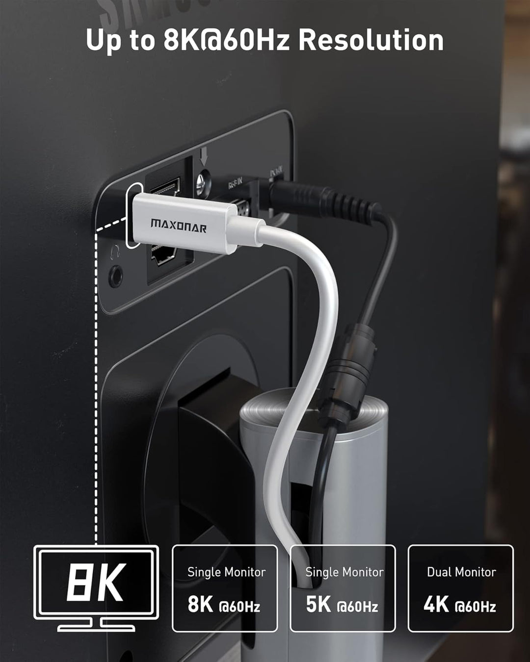 Maxonar [Intel Zertifiziert] Thunderbolt 4 Kabel 2m, TB4 Kabel,USB 4,40Gbits,8K Display,Kompatibel m