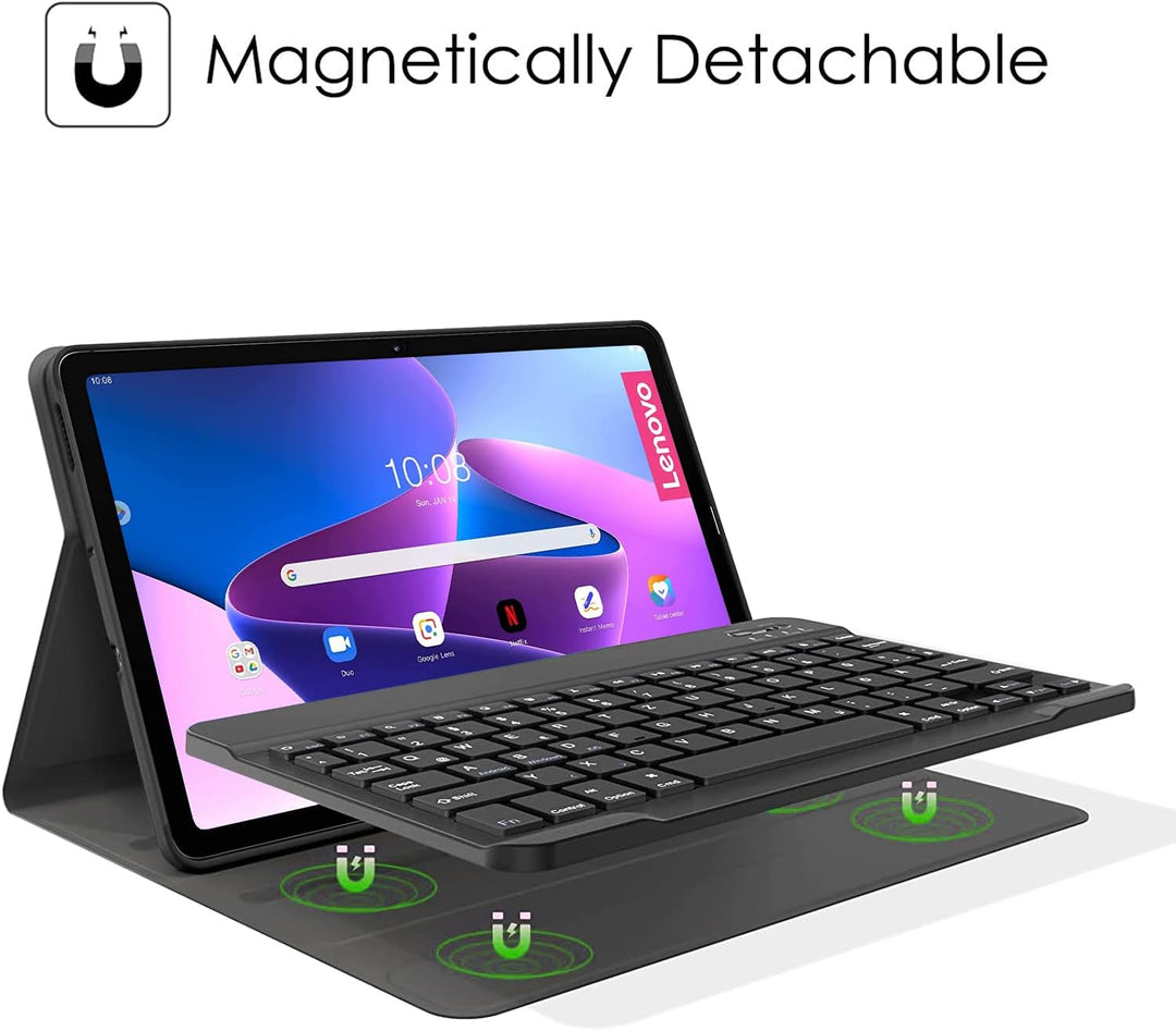 Wineecy Tastatur Hülle mit Schutzfolie für Lenovo Tab M10 Plus 3rd Gen 10.6 Zoll 2022 TB-125/TB-128,