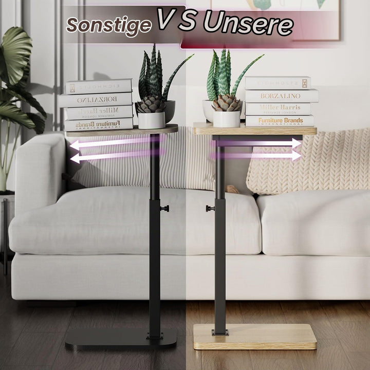 IBUYKE Beistelltisch C Form, 360° Rotierbarer/Höhenverstellbar/Flip Sofatisch, für Telefon/Tablet/La